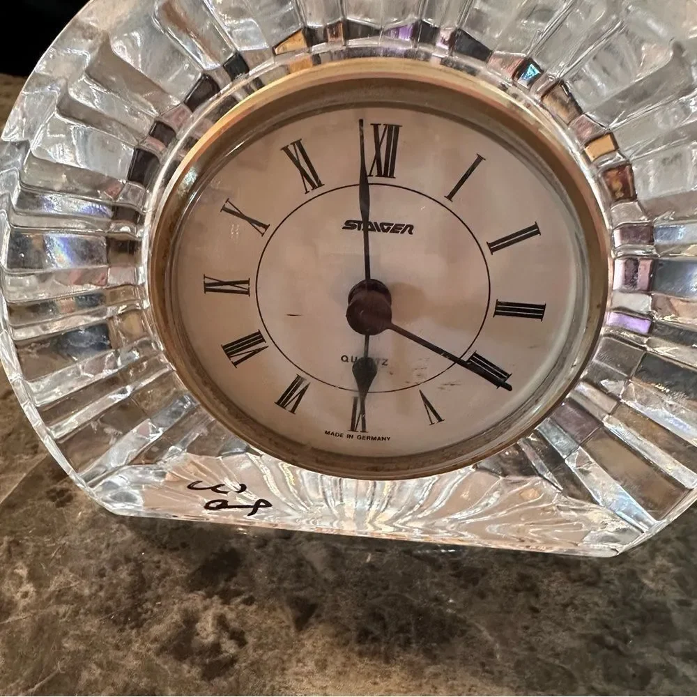 Vintage Staiger Mantle Clock with Cut Crystal Case and Quartz Movement